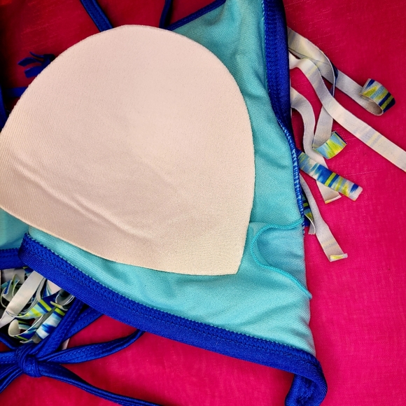 NWT MEDIUM RAISINS ROYAL 2 PIECE PADDED HALTER SWIMSUIT BRALETTE TOP - Picture 5 of 14